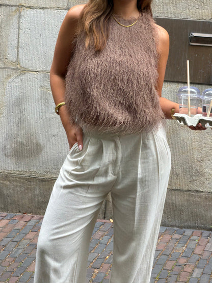 Linnen pantalon beige