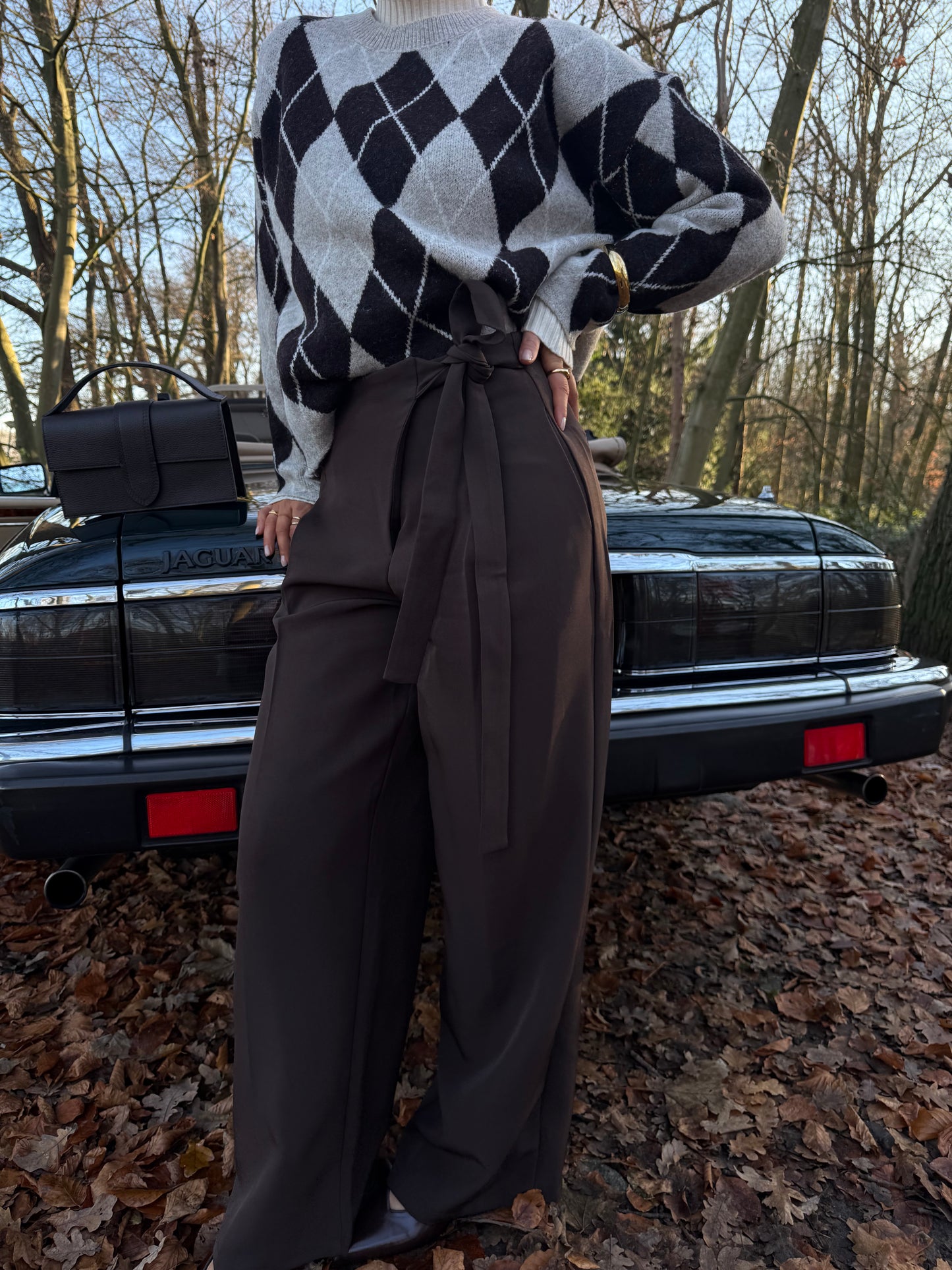 Pantalon bruin met strik