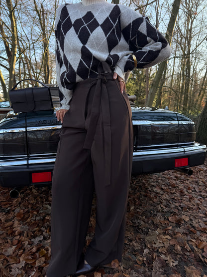 Pantalon bruin met strik