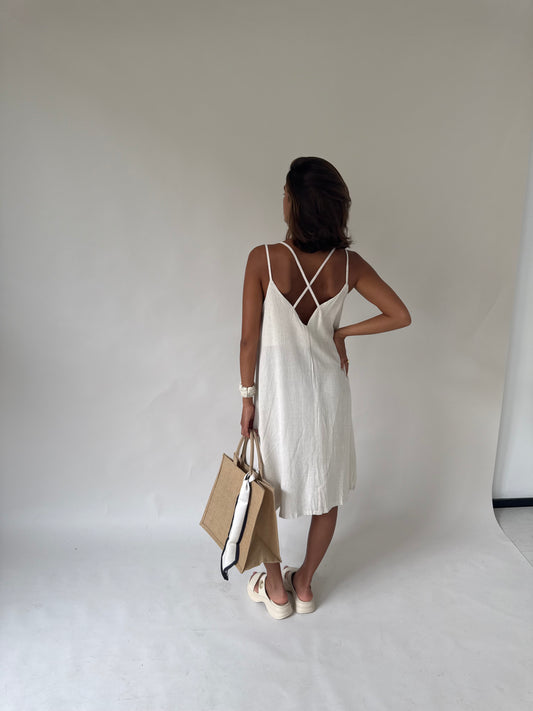 Linnen jurk creme