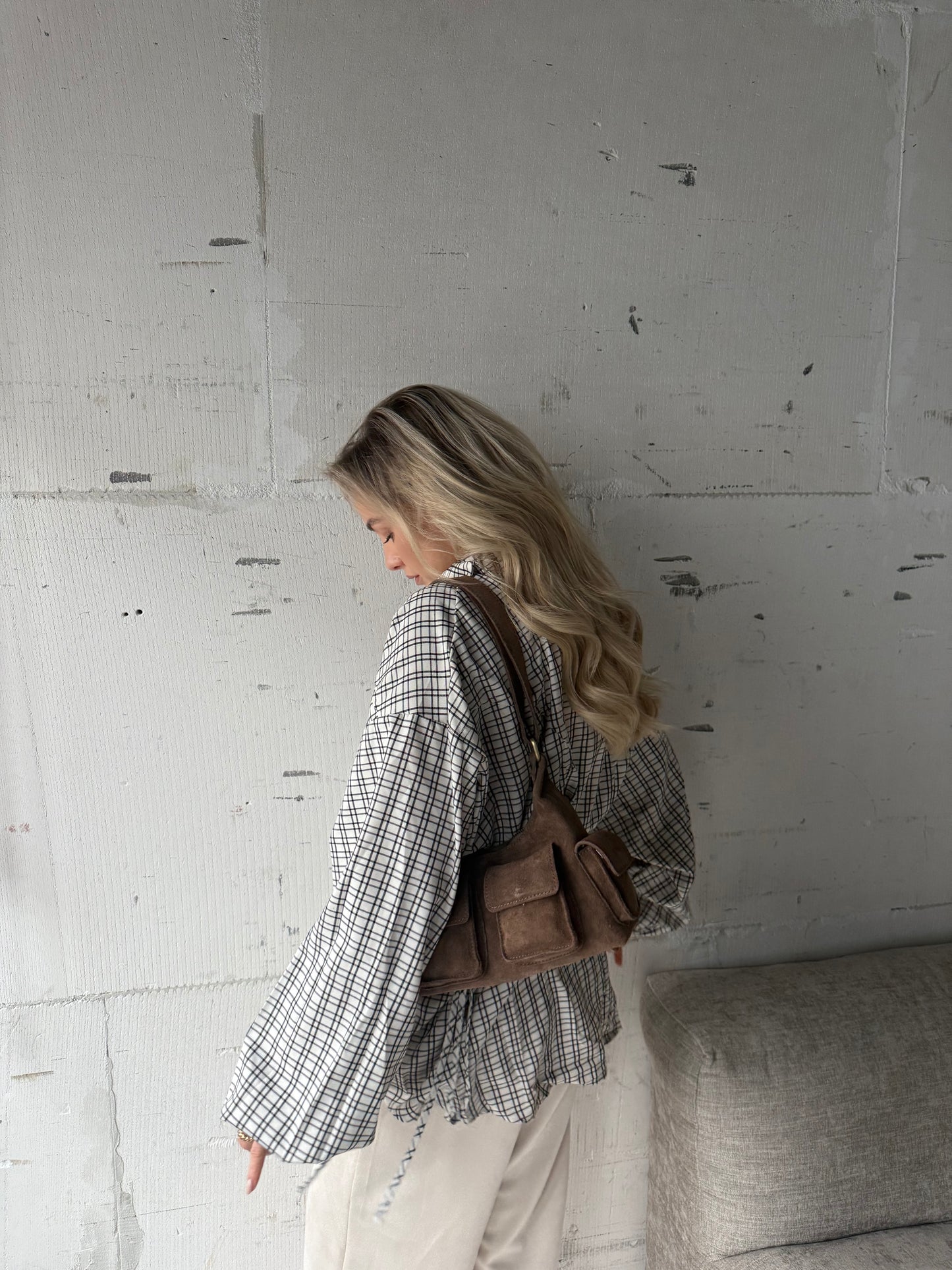 Blouse met vierkant ruitje