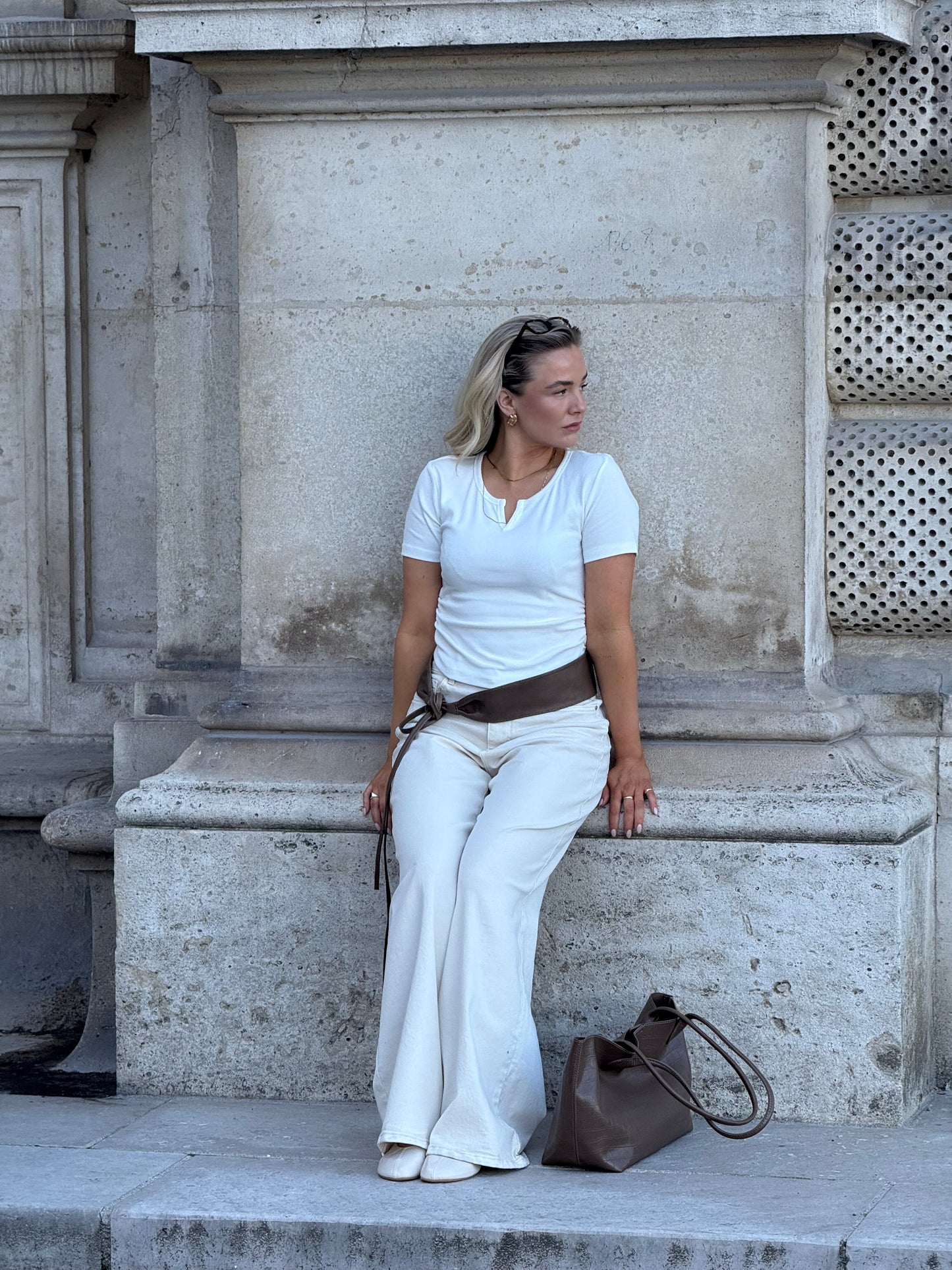 Top wit met v halsje