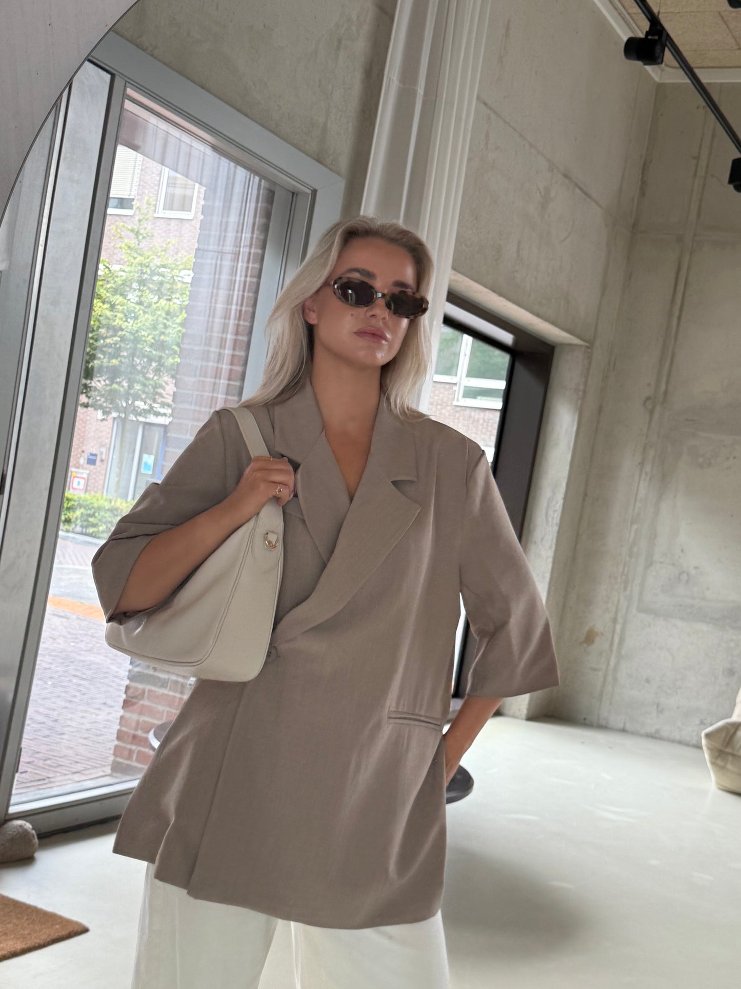 Gilet lang taupe