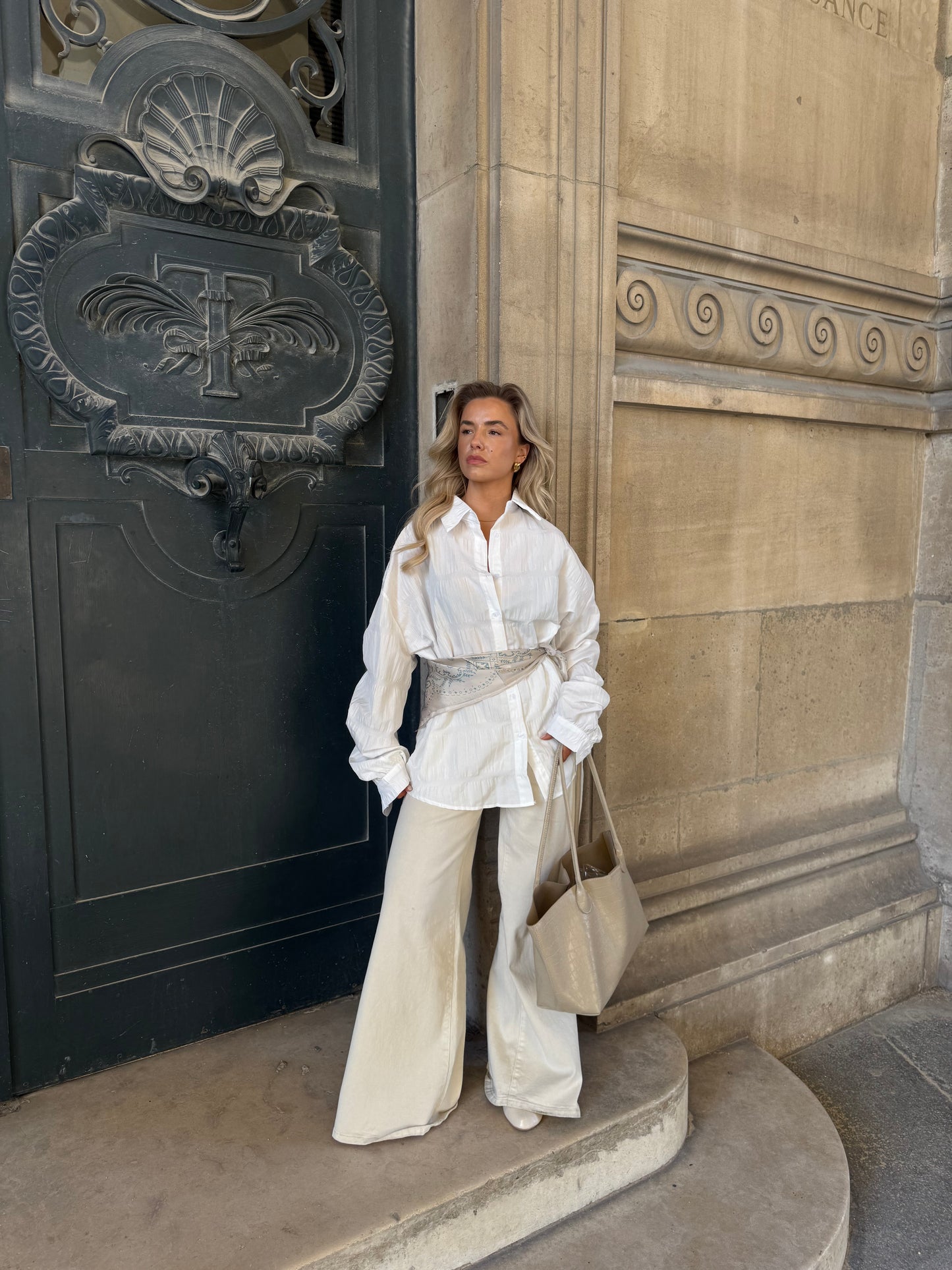 Sjaaltje crème met print