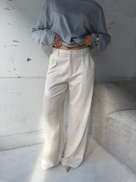 Suede-look pantalon beige