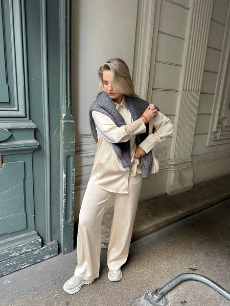 Pantalon satijn creme
