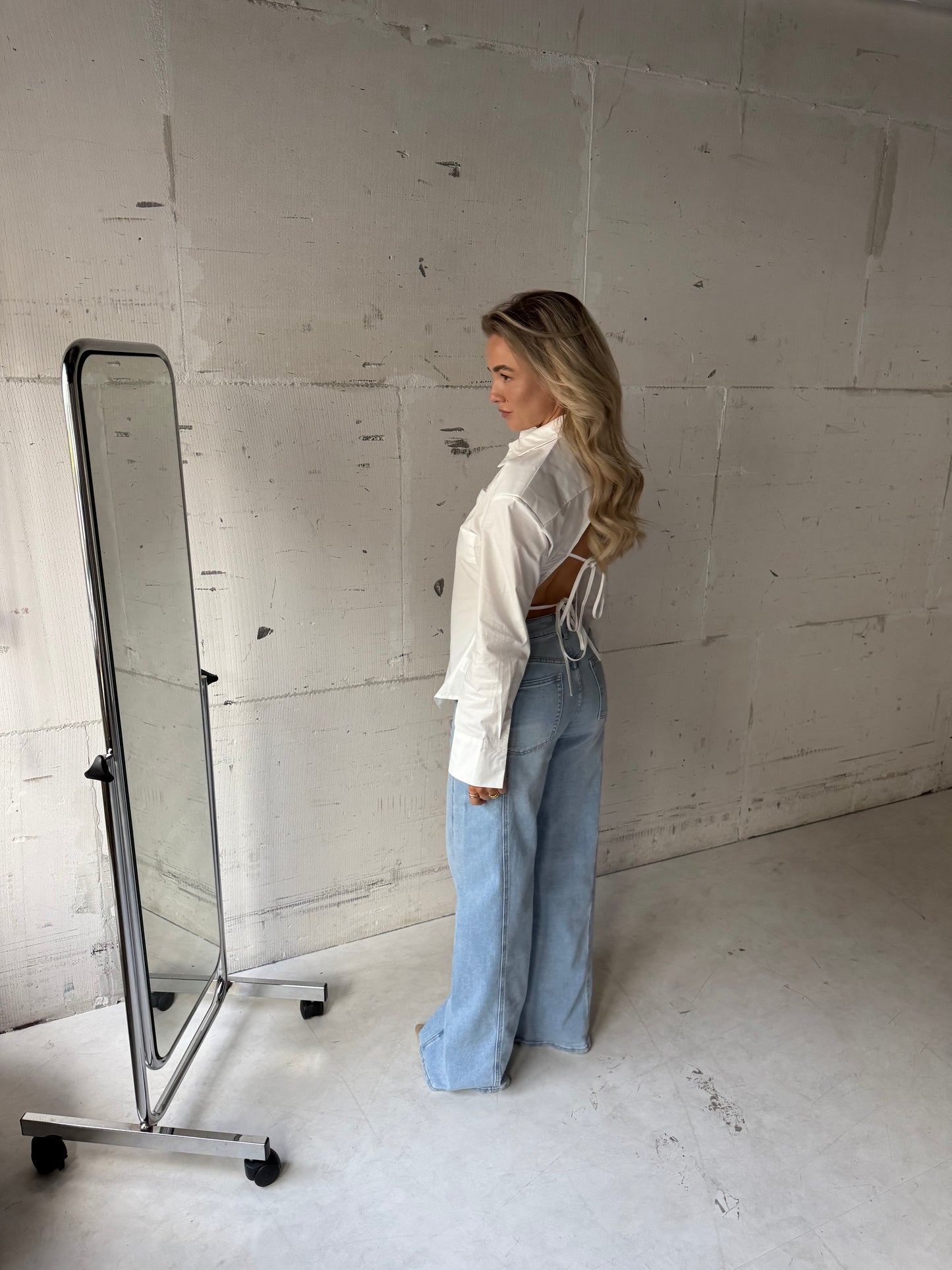 Blouse wit met schoudervulling