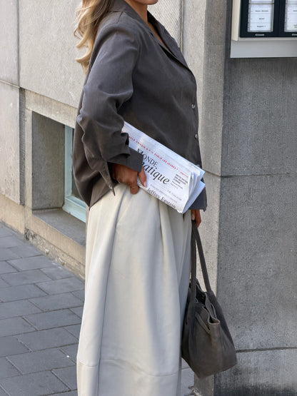 Blouse grijs suède