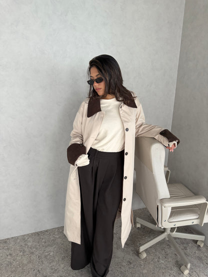 Trenchcoat met bruin detail