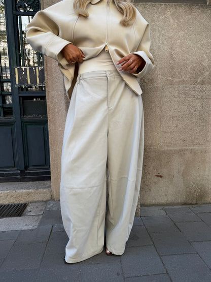 leather-look broek beige