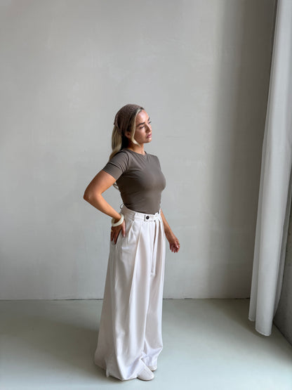 Pantalon plooi crème