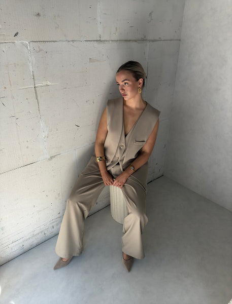 Gilet dubbel beige
