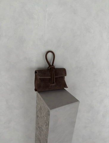 Tas met knoop suède taupe