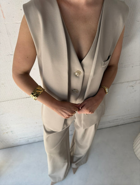 Gilet dubbel beige