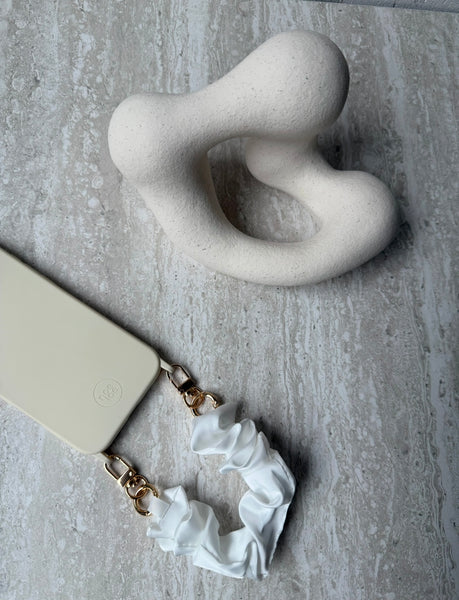 Beige hoesje + wit koord