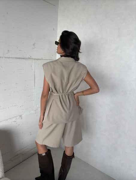 Gilet met strik beige