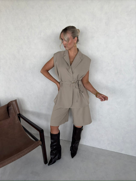 Gilet met strik beige