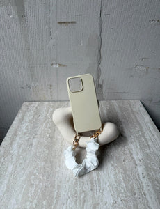 Beige hoesje + wit koord