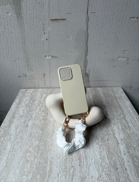 Beige hoesje + wit koord