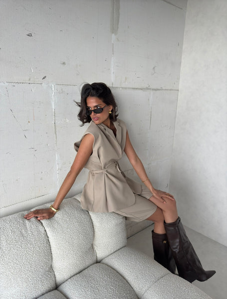 Gilet met strik beige