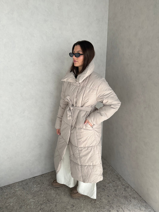 Lange puffer jas crème