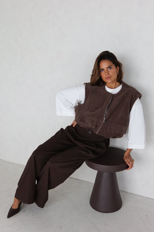 Gilet bruin luxe