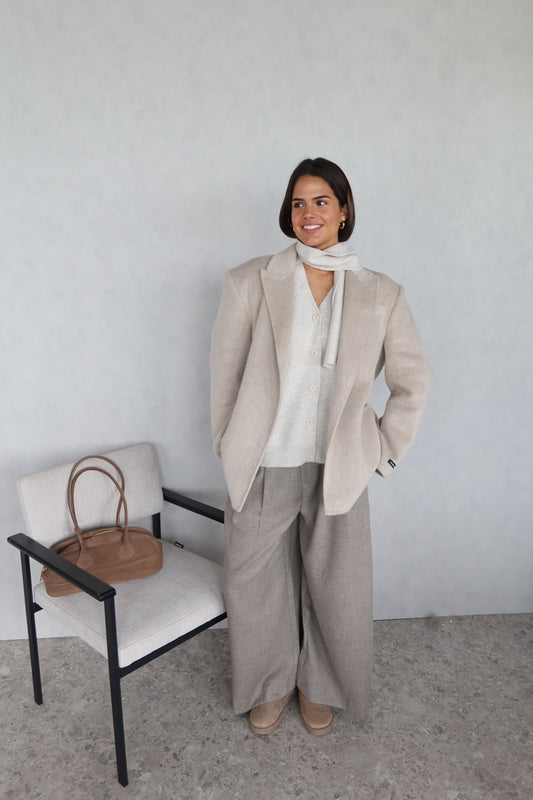 Wollen pantalon taupe