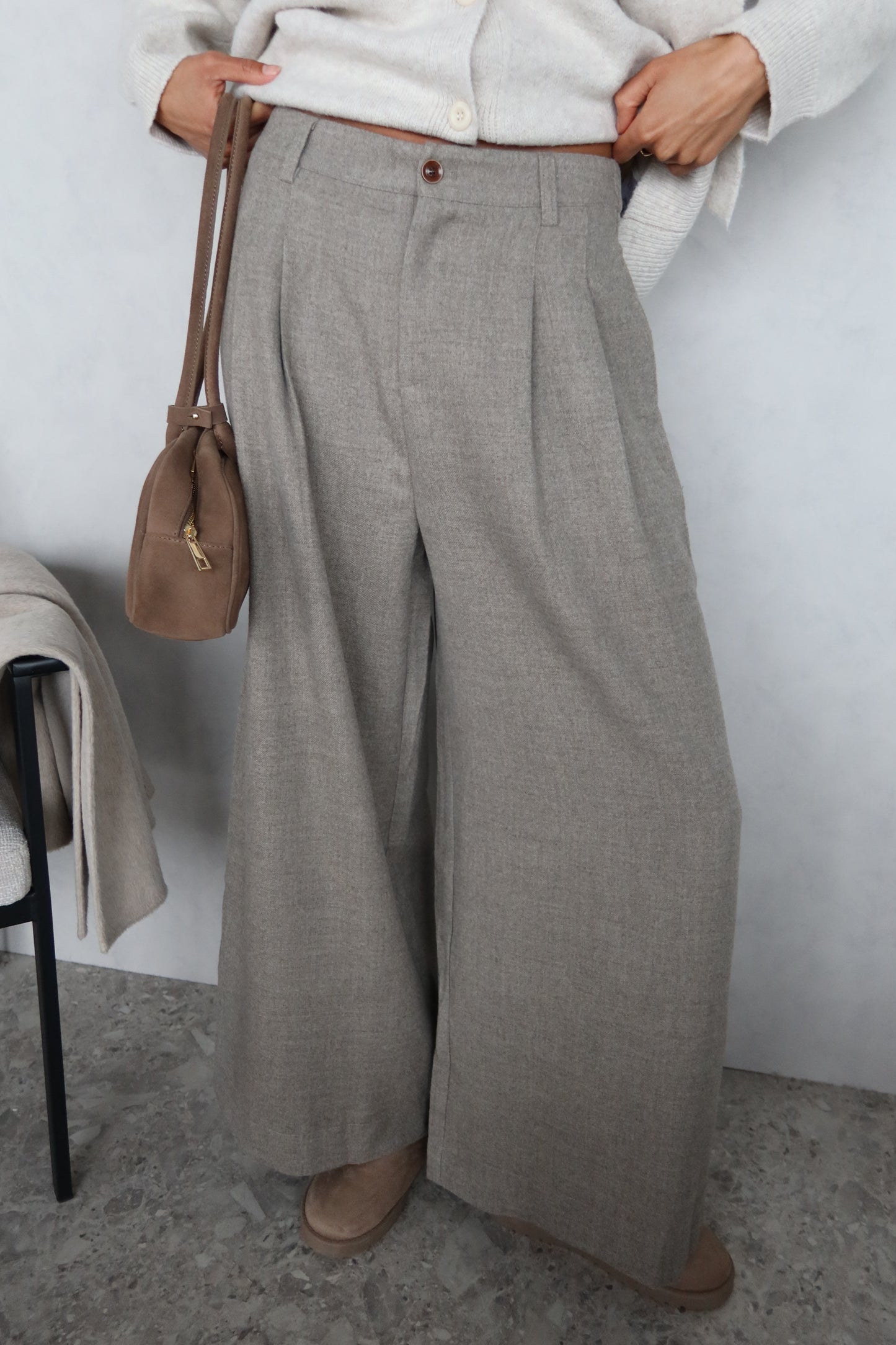 Wollen pantalon taupe