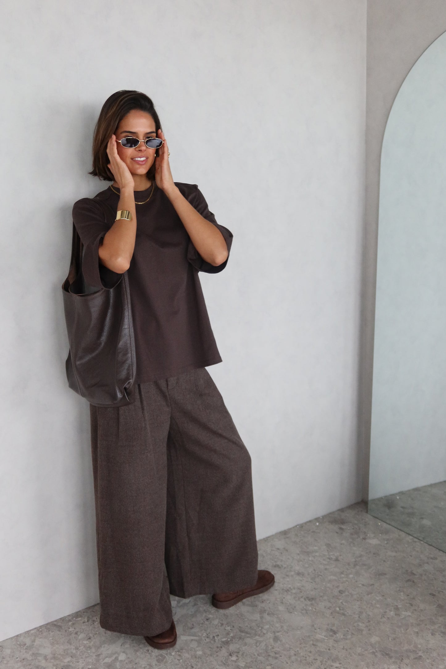 Wollen pantalon Coffee