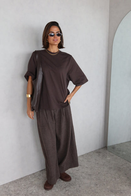 Wollen pantalon Coffee