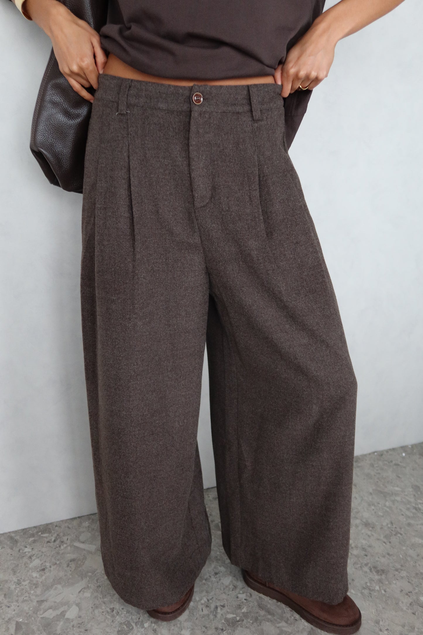 Wollen pantalon Coffee