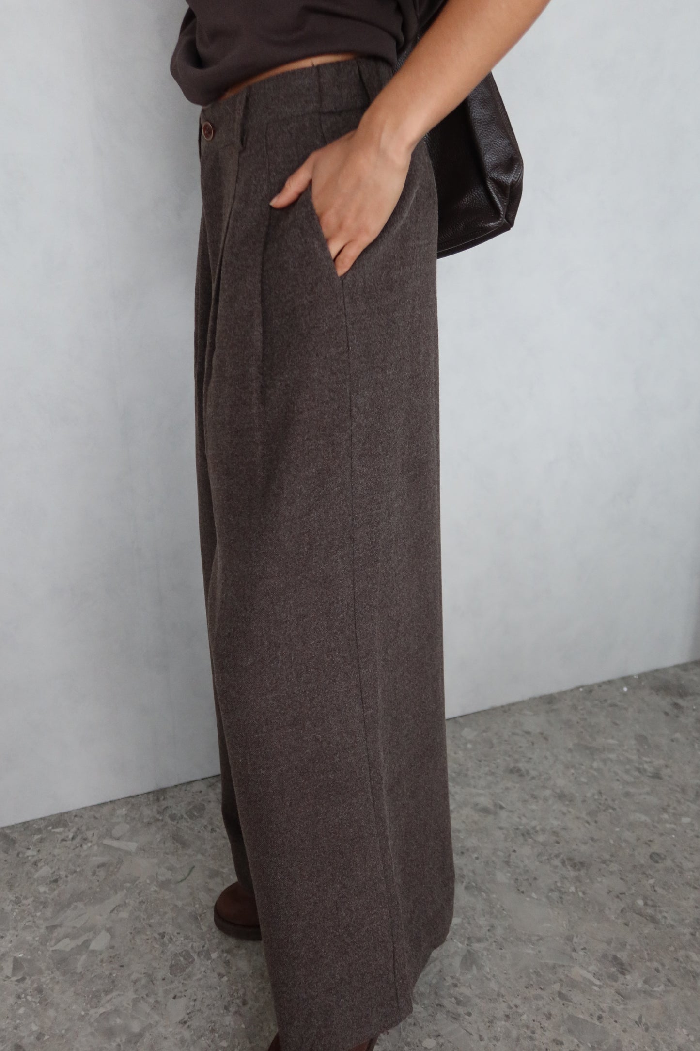 Wollen pantalon Coffee