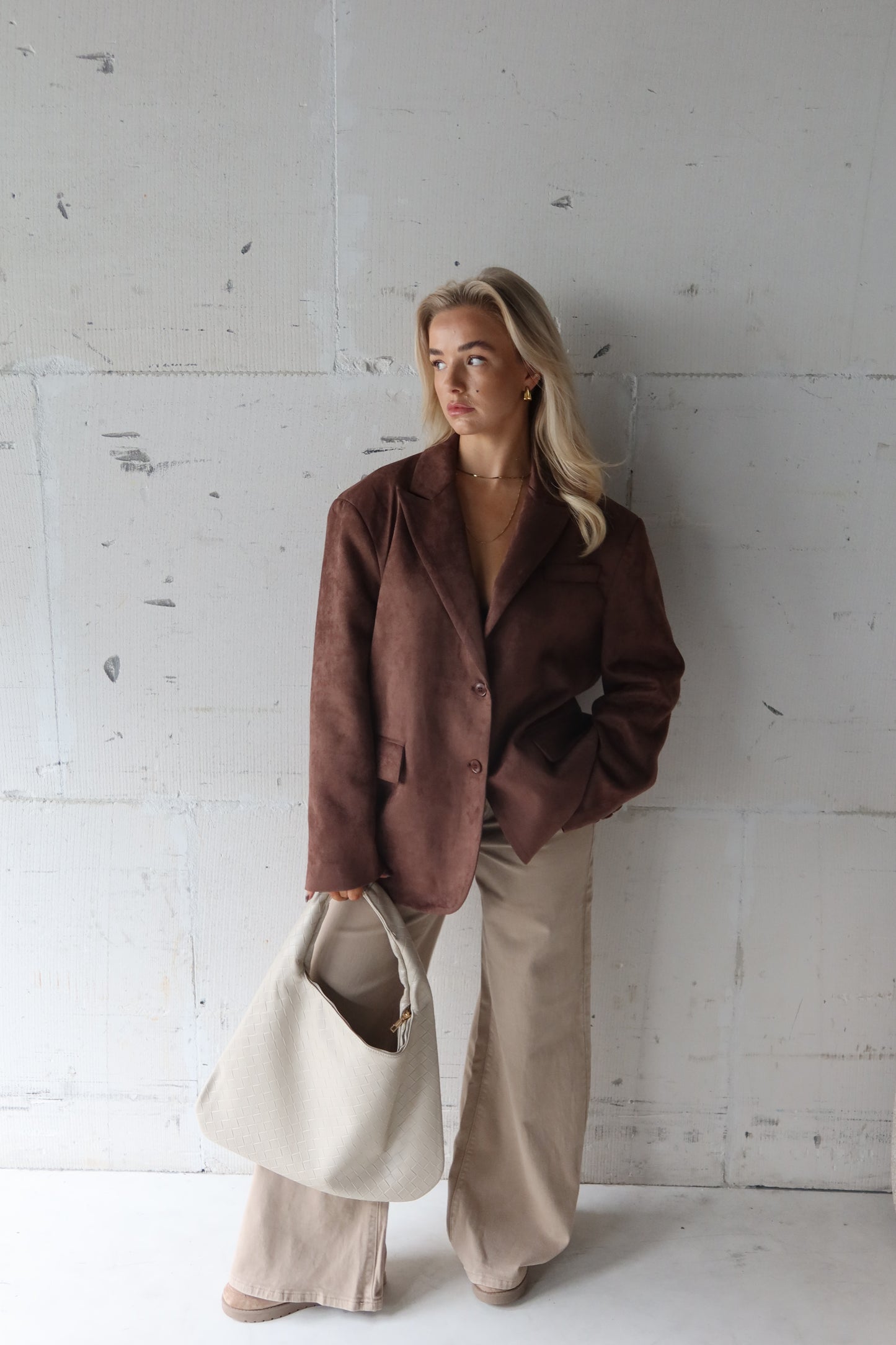 Colbert suède bruin