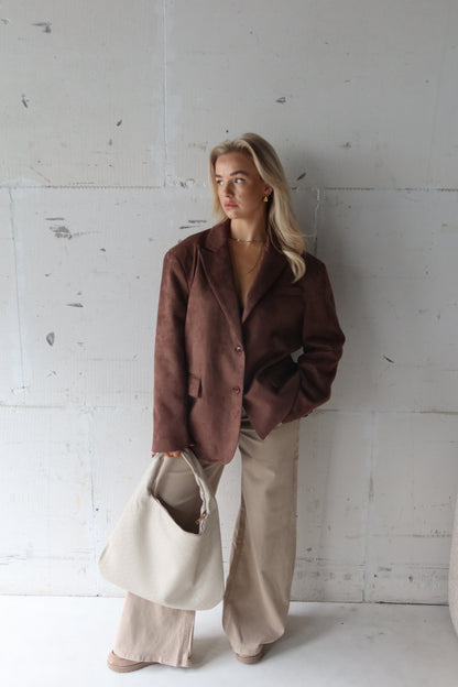 Colbert suède bruin