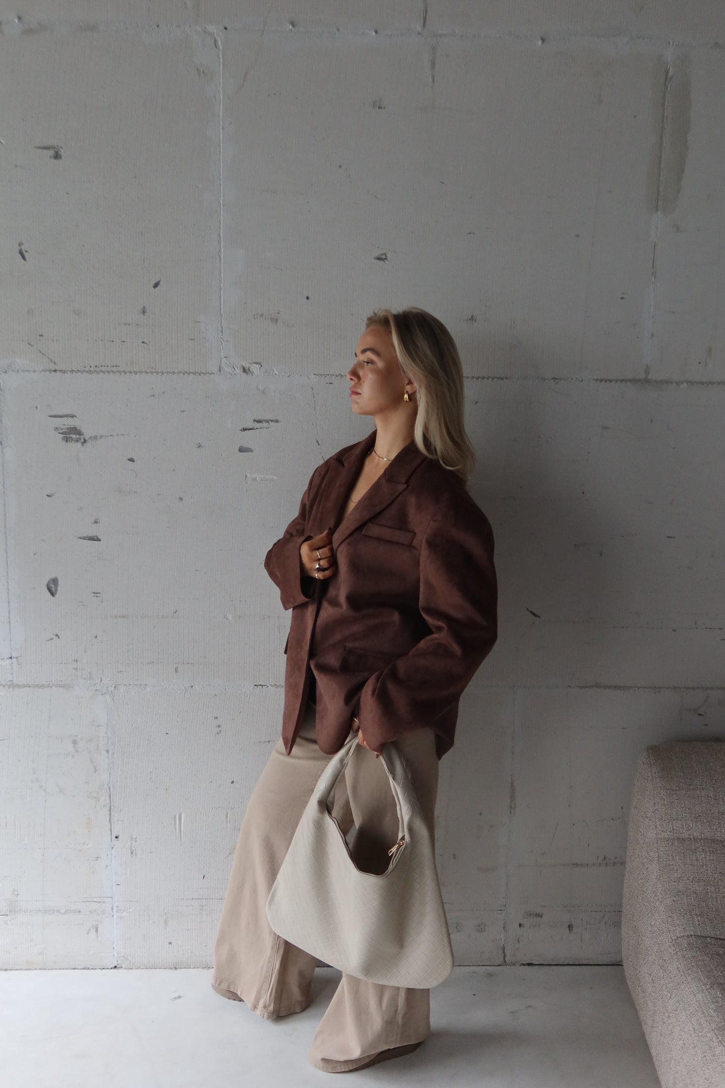 Colbert suède bruin