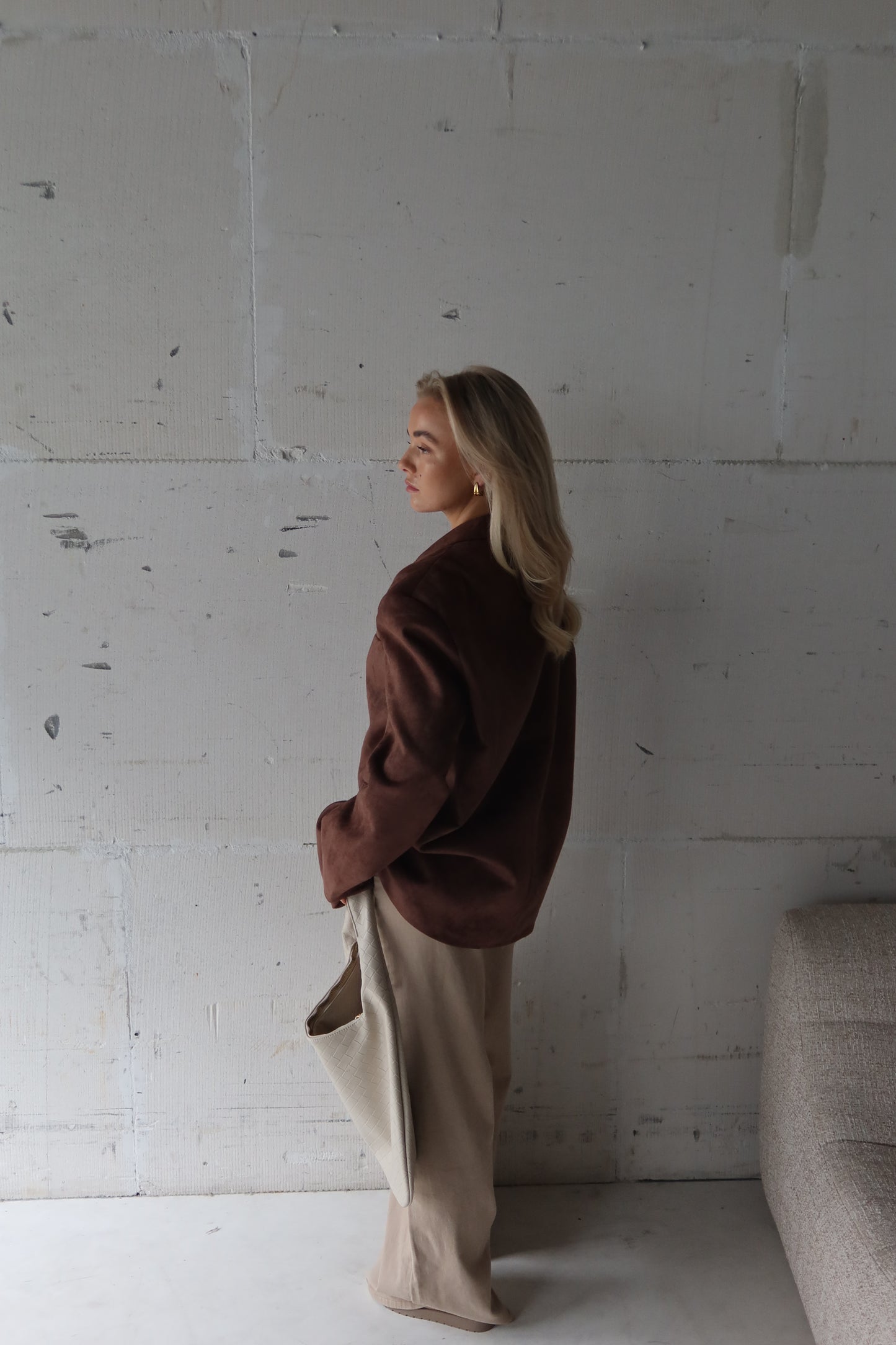 Colbert suède bruin