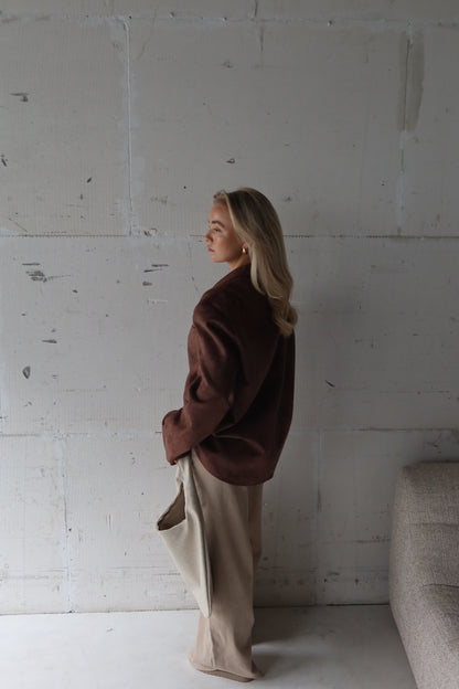 Colbert suède bruin