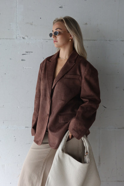 Colbert suède bruin