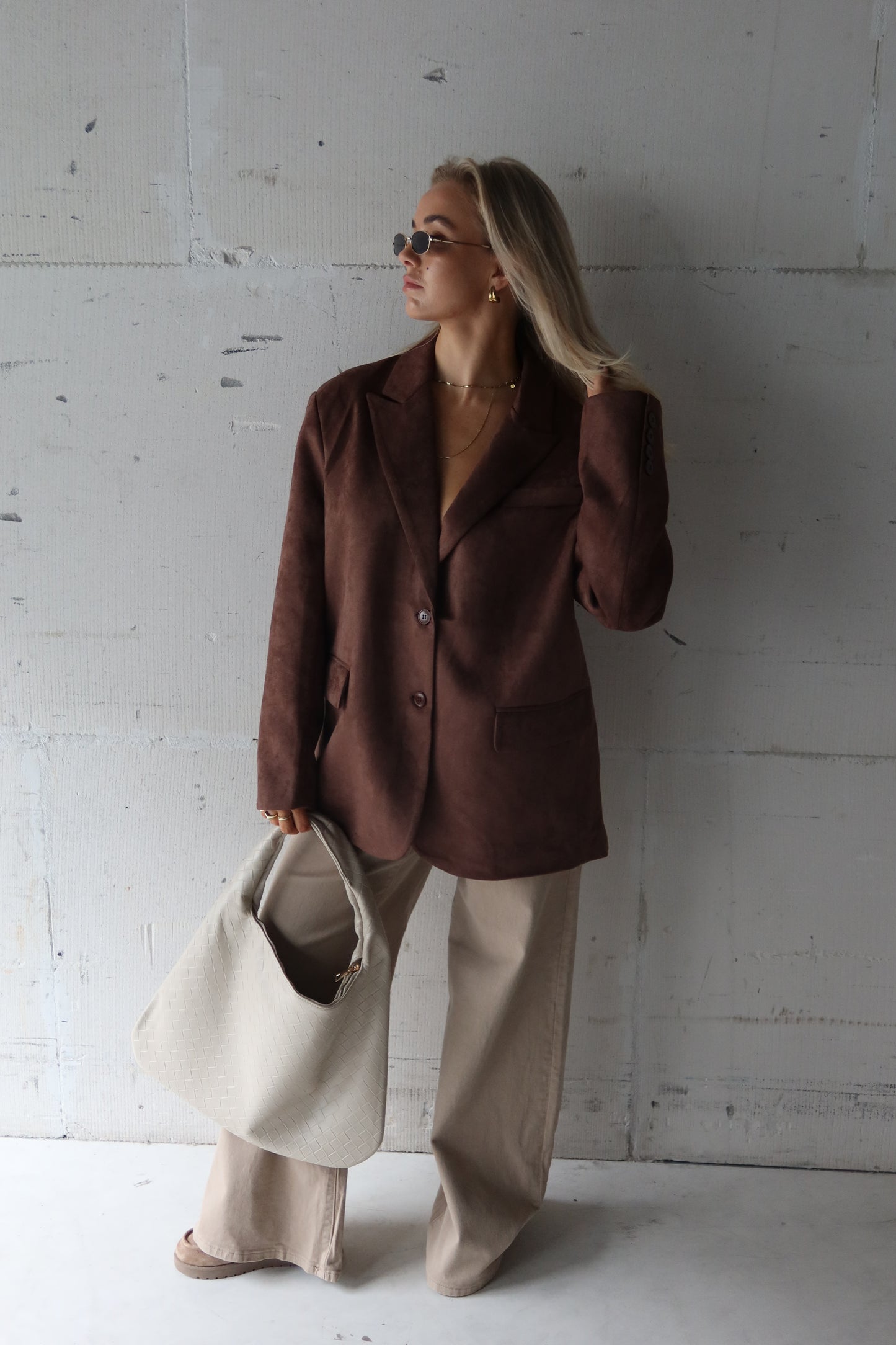 Colbert suède bruin