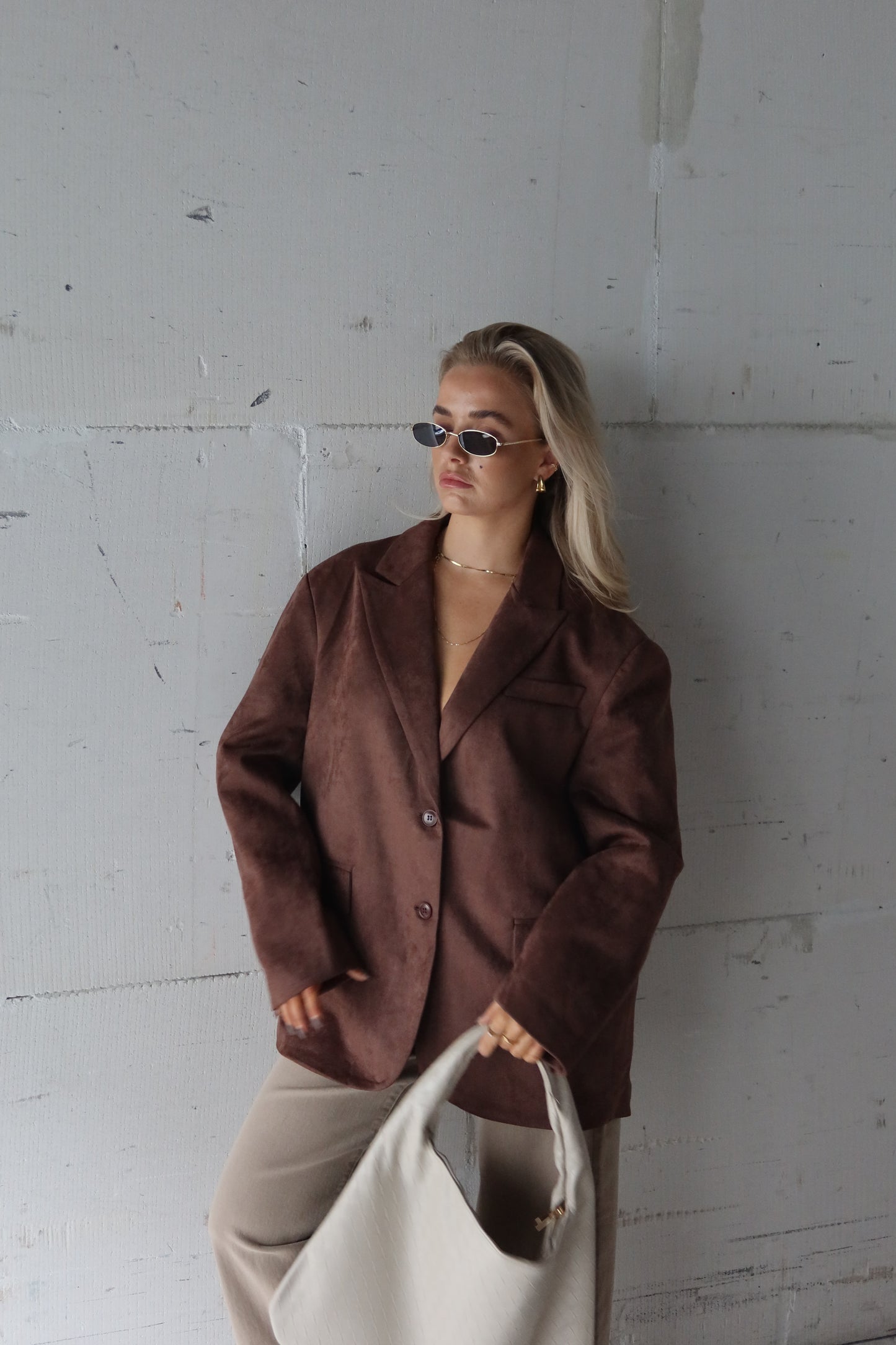 Colbert suède bruin