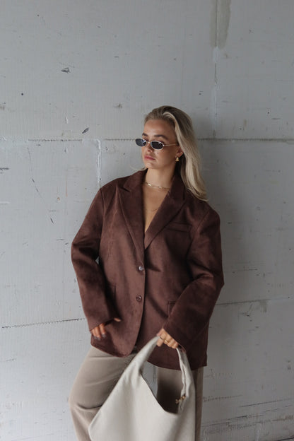 Colbert suède bruin