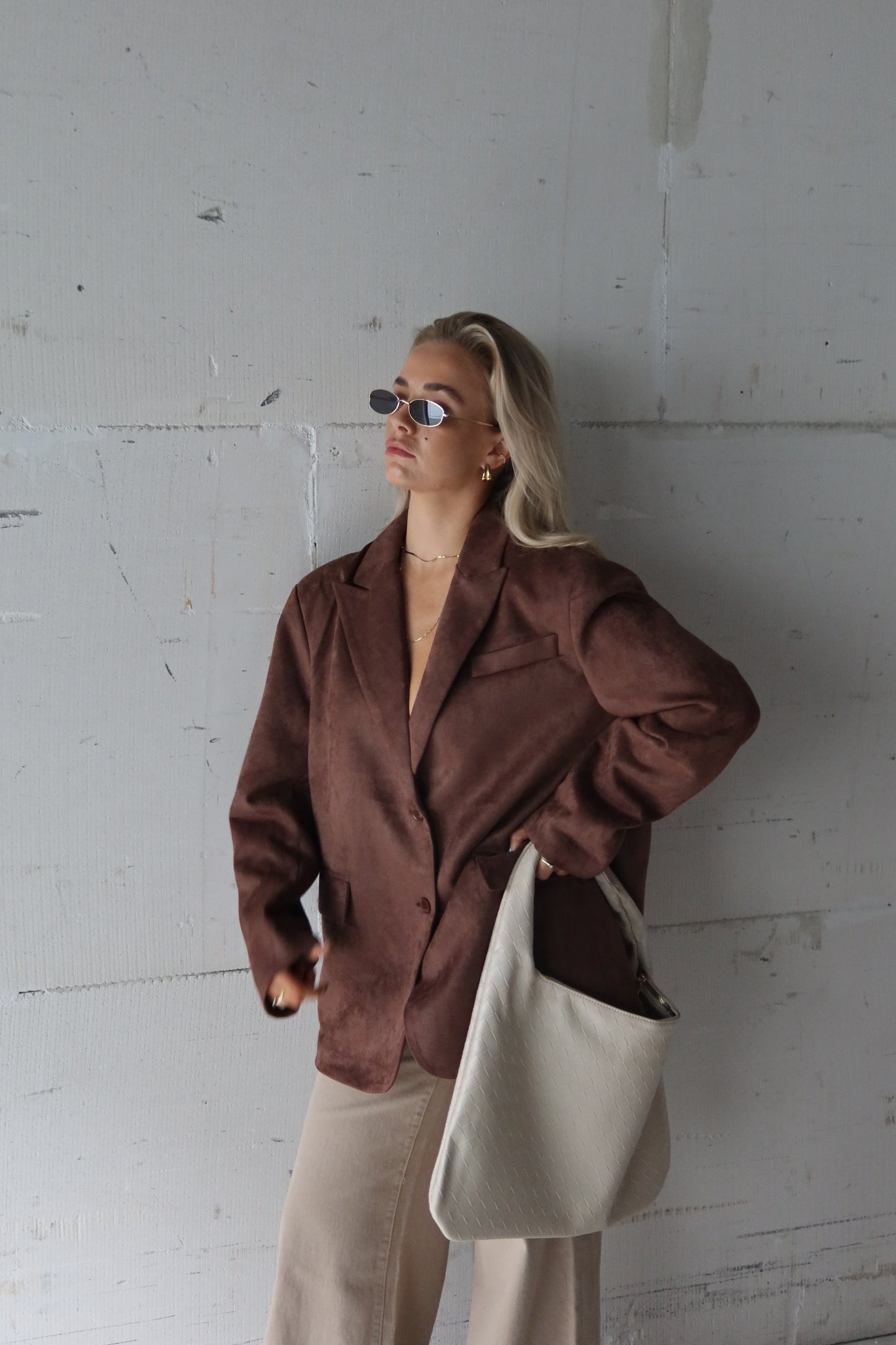 Colbert suède bruin