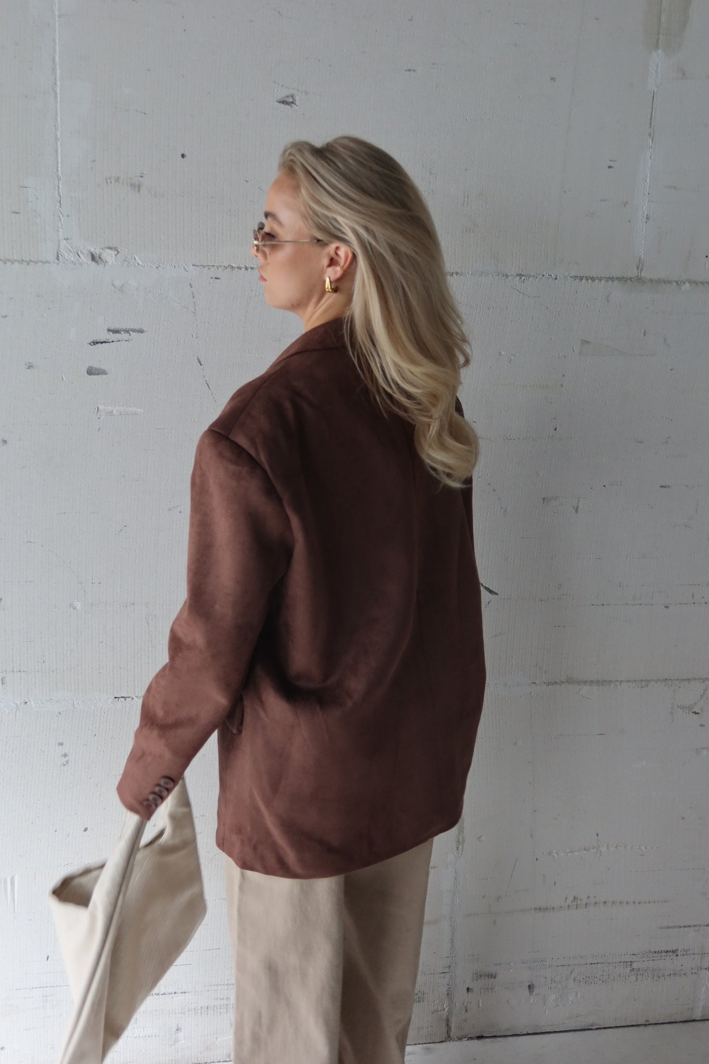 Colbert suède bruin