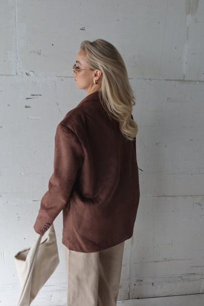 Colbert suède bruin