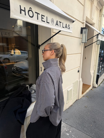 Geruite blouse grey