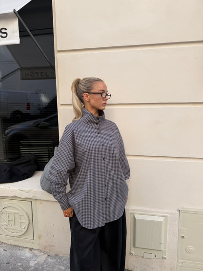 Geruite blouse grey