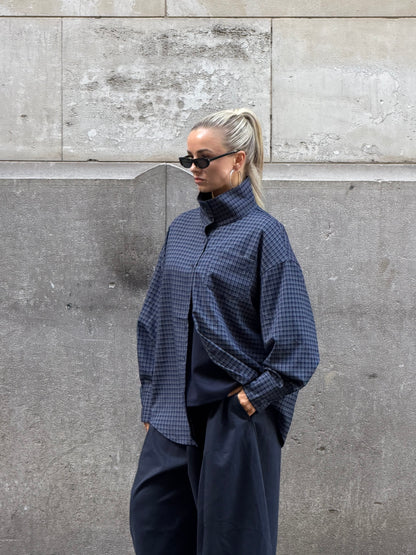 Geruite blouse navy