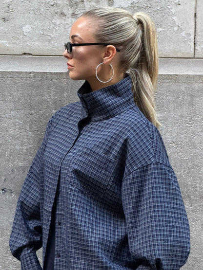 Geruite blouse navy