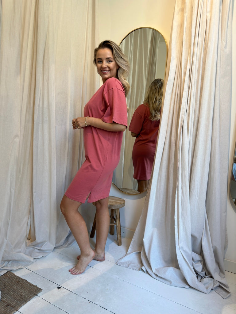 Vrijgevigheid ruw Dakraam T shirt jurkje roze – Noeloe